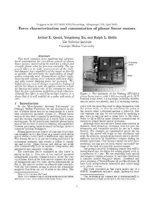 Force characterization and commutation of planar linear motors