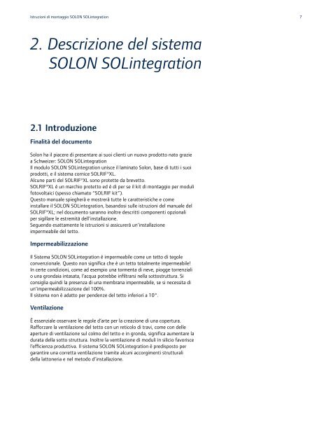 2. Descrizione del sistema SOLON SOLintegration