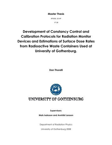Development of Constancy Control and Calibration Protocols for ...