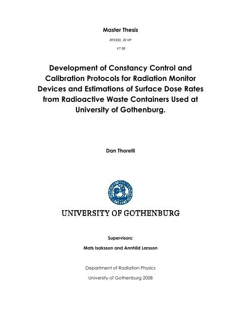 Development of Constancy Control and Calibration Protocols for ...