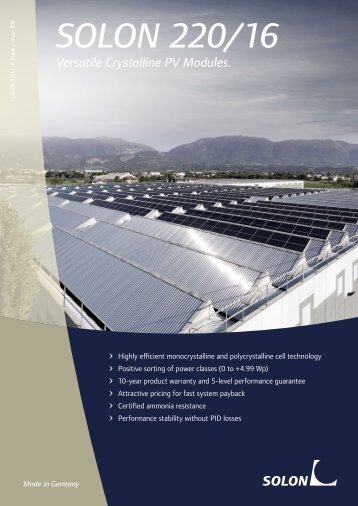 SOLON 220/16 Versatile Crystalline PV Modules.