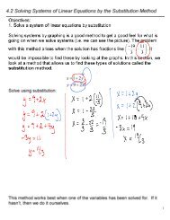 4.2 Solving Systems of Linear Equations by the Substitution Method