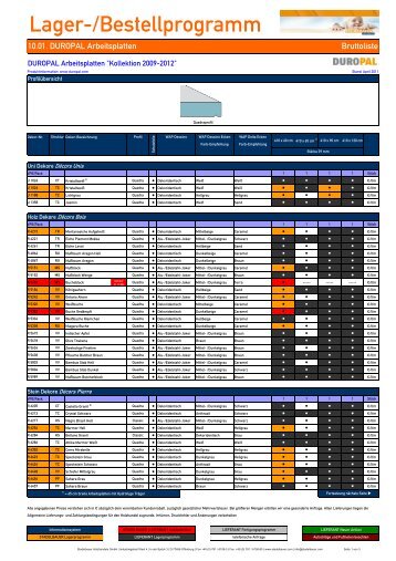 10.01. DUROPAL Arbeitsplatten - Stadelbauer Holzhandels GmbH