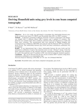 Deriving Hounsfield units using grey levels in cone beam computed ...