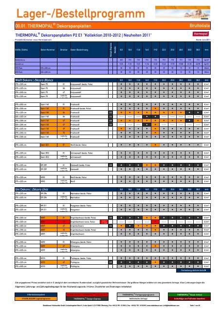 00.01. THERMOPAL ® Dekorspanplatten - Stadelbauer ...