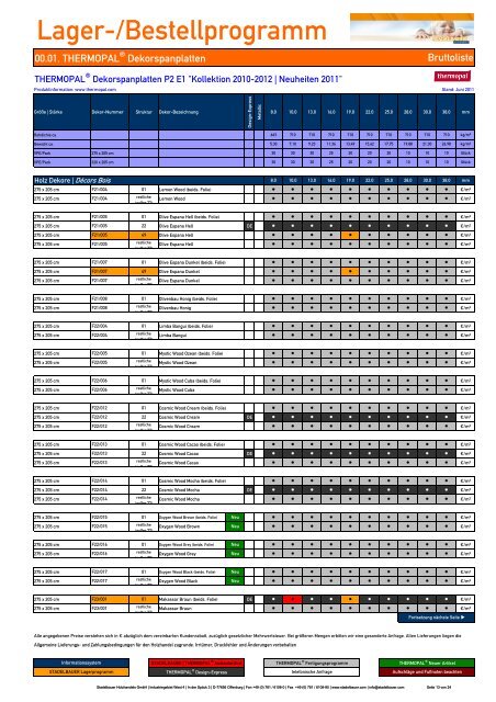 00.01. THERMOPAL ® Dekorspanplatten - Stadelbauer ...