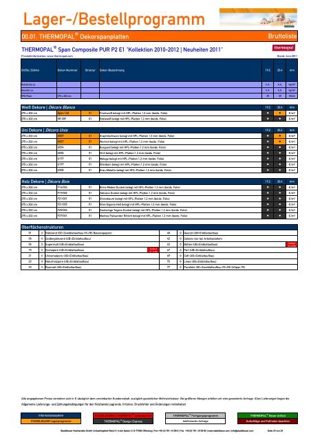 00.01. THERMOPAL ® Dekorspanplatten - Stadelbauer ...