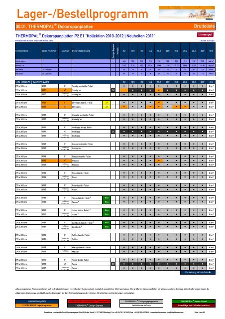 00.01. THERMOPAL ® Dekorspanplatten - Stadelbauer ...