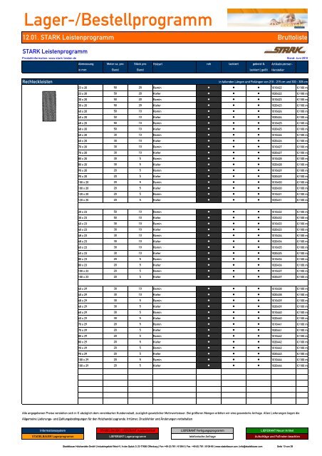 12.01. STARK Leistenprogramm - Stadelbauer Holzhandels GmbH