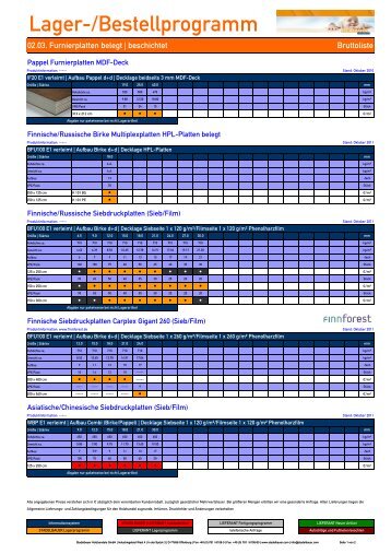 02.03. Furnierplatten beschichtet  - Stadelbauer Holzhandels GmbH