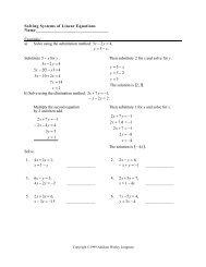 Solving System of Equations Practice