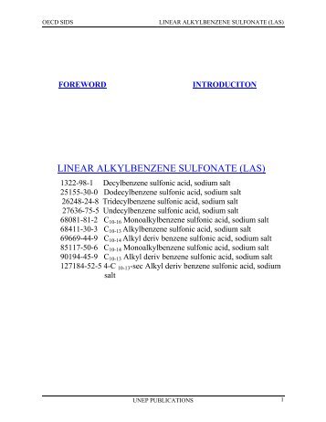 LINEAR ALKYLBENZENE SULFONATE (LAS) - UNEP Chemicals
