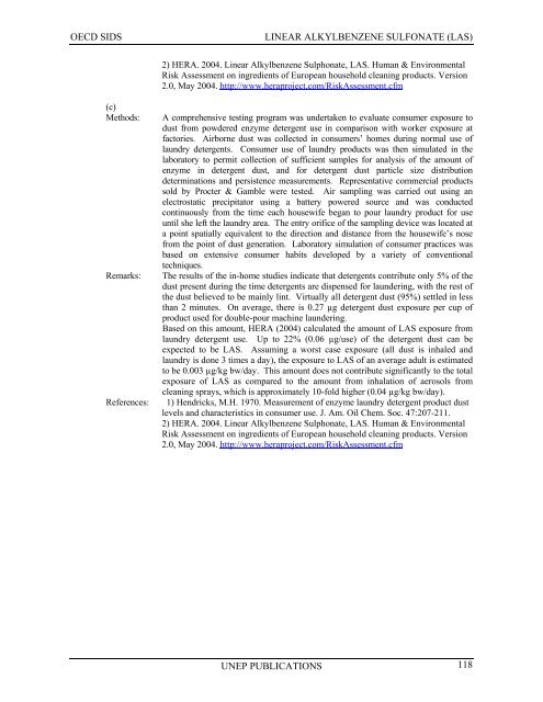 LINEAR ALKYLBENZENE SULFONATE (LAS) - UNEP Chemicals