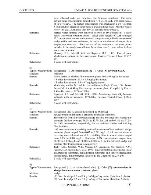 LINEAR ALKYLBENZENE SULFONATE (LAS) - UNEP Chemicals