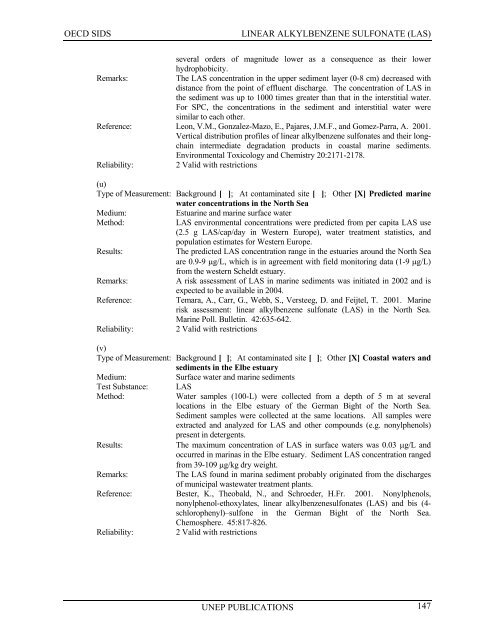 LINEAR ALKYLBENZENE SULFONATE (LAS) - UNEP Chemicals