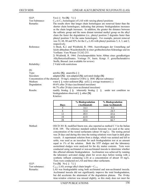 LINEAR ALKYLBENZENE SULFONATE (LAS) - UNEP Chemicals