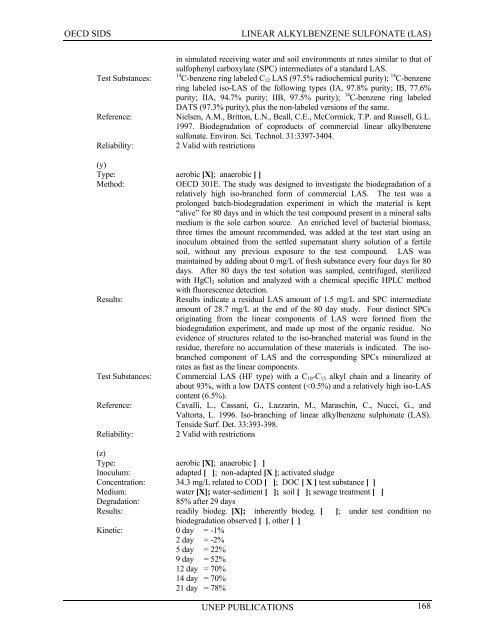 LINEAR ALKYLBENZENE SULFONATE (LAS) - UNEP Chemicals