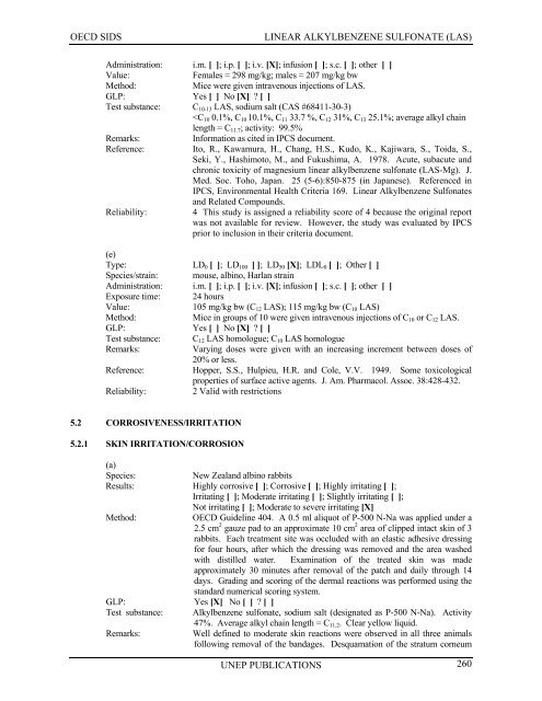 LINEAR ALKYLBENZENE SULFONATE (LAS) - UNEP Chemicals