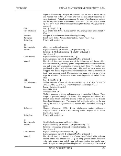 LINEAR ALKYLBENZENE SULFONATE (LAS) - UNEP Chemicals