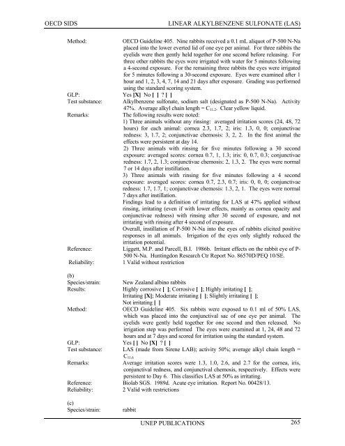 LINEAR ALKYLBENZENE SULFONATE (LAS) - UNEP Chemicals