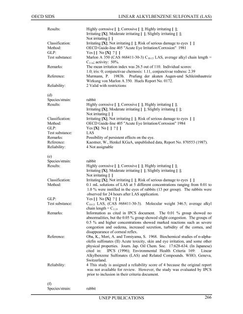 LINEAR ALKYLBENZENE SULFONATE (LAS) - UNEP Chemicals