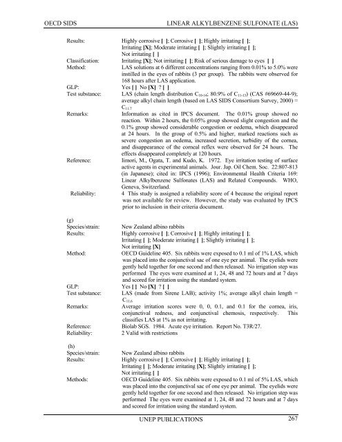 LINEAR ALKYLBENZENE SULFONATE (LAS) - UNEP Chemicals