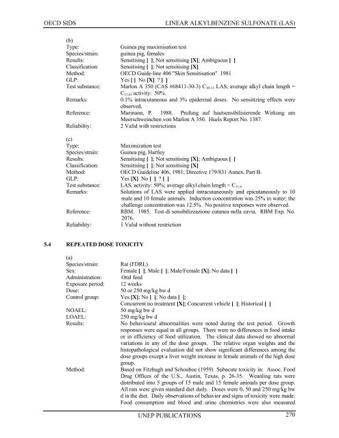 LINEAR ALKYLBENZENE SULFONATE (LAS) - UNEP Chemicals