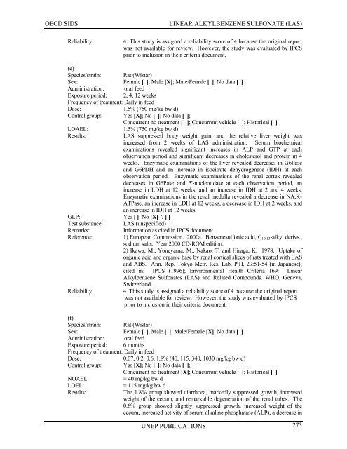 LINEAR ALKYLBENZENE SULFONATE (LAS) - UNEP Chemicals