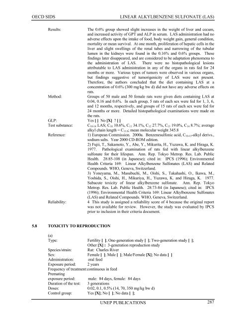 LINEAR ALKYLBENZENE SULFONATE (LAS) - UNEP Chemicals