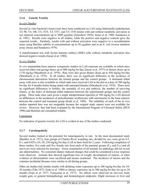 LINEAR ALKYLBENZENE SULFONATE (LAS) - UNEP Chemicals