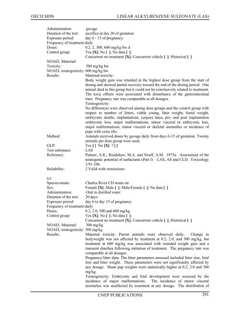 LINEAR ALKYLBENZENE SULFONATE (LAS) - UNEP Chemicals