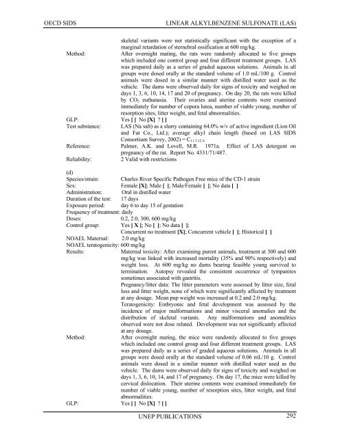 LINEAR ALKYLBENZENE SULFONATE (LAS) - UNEP Chemicals