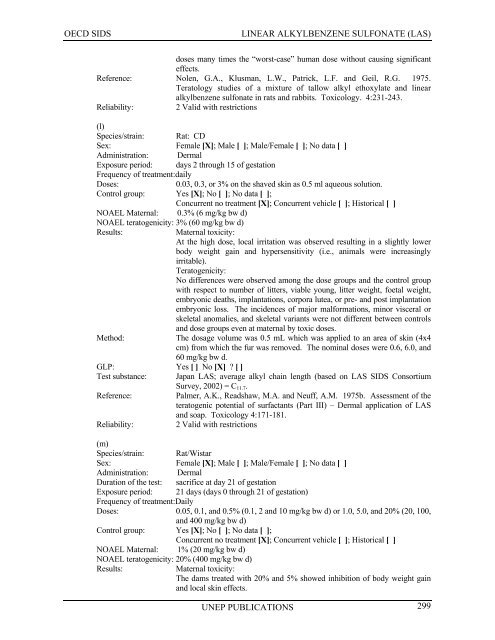 LINEAR ALKYLBENZENE SULFONATE (LAS) - UNEP Chemicals