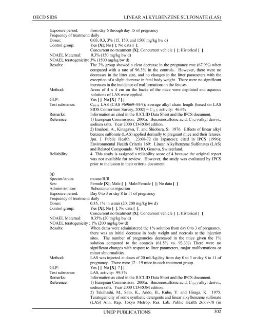 LINEAR ALKYLBENZENE SULFONATE (LAS) - UNEP Chemicals