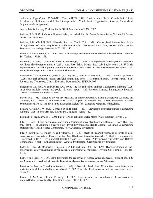 LINEAR ALKYLBENZENE SULFONATE (LAS) - UNEP Chemicals