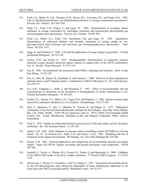 LINEAR ALKYLBENZENE SULFONATE (LAS) - UNEP Chemicals