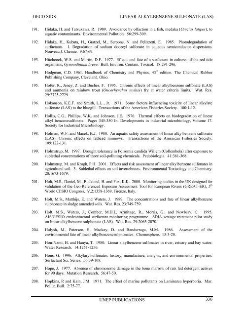 LINEAR ALKYLBENZENE SULFONATE (LAS) - UNEP Chemicals