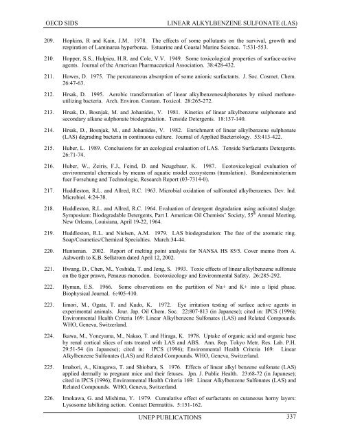 LINEAR ALKYLBENZENE SULFONATE (LAS) - UNEP Chemicals