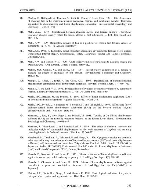 LINEAR ALKYLBENZENE SULFONATE (LAS) - UNEP Chemicals