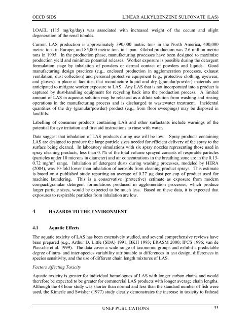 LINEAR ALKYLBENZENE SULFONATE (LAS) - UNEP Chemicals