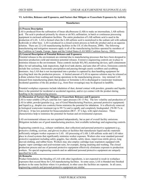 LINEAR ALKYLBENZENE SULFONATE (LAS) - UNEP Chemicals