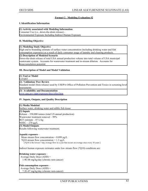 LINEAR ALKYLBENZENE SULFONATE (LAS) - UNEP Chemicals