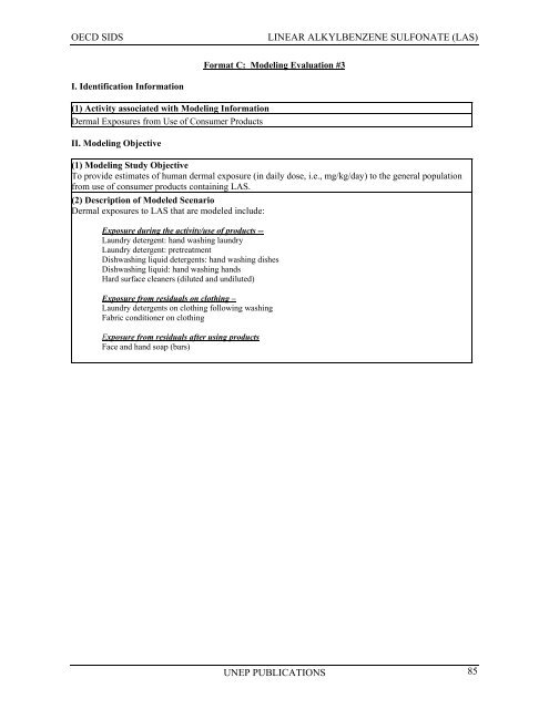 LINEAR ALKYLBENZENE SULFONATE (LAS) - UNEP Chemicals