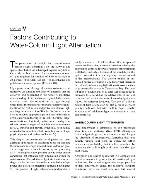 Factors Contributing to Water-Column Light Attenuation