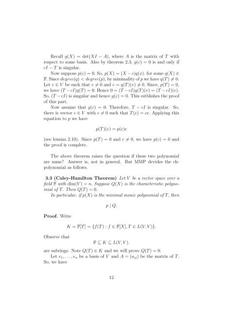 Canonical Forms Linear Algebra Notes