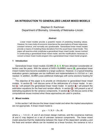 An Introduction to Generalized Linear Mixed Models - Department of ...