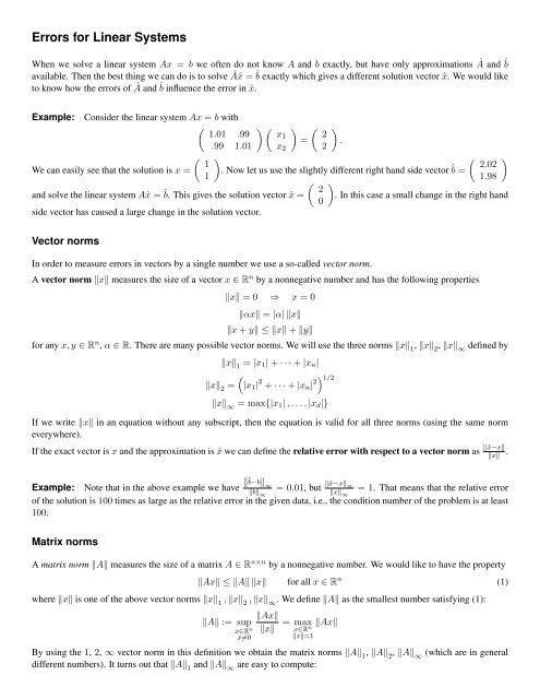 Errors for Linear Systems When we solve a - TerpConnect