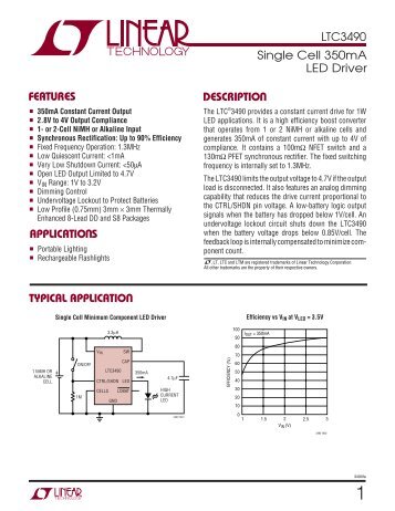 LTC3490 - Single Cell 350mA LED Driver - Linear Technology