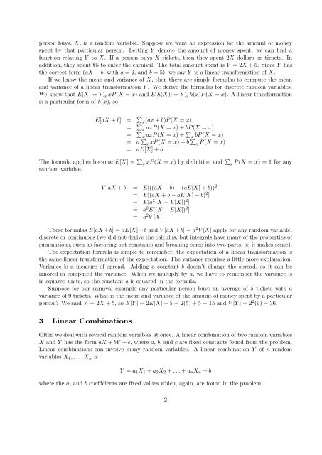 Linear Transformations and Combinations