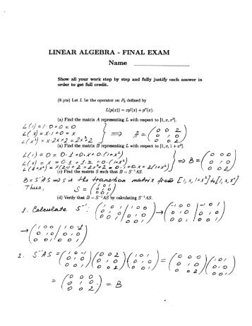 LINEAR ALGEBRA - FINAL EXAM